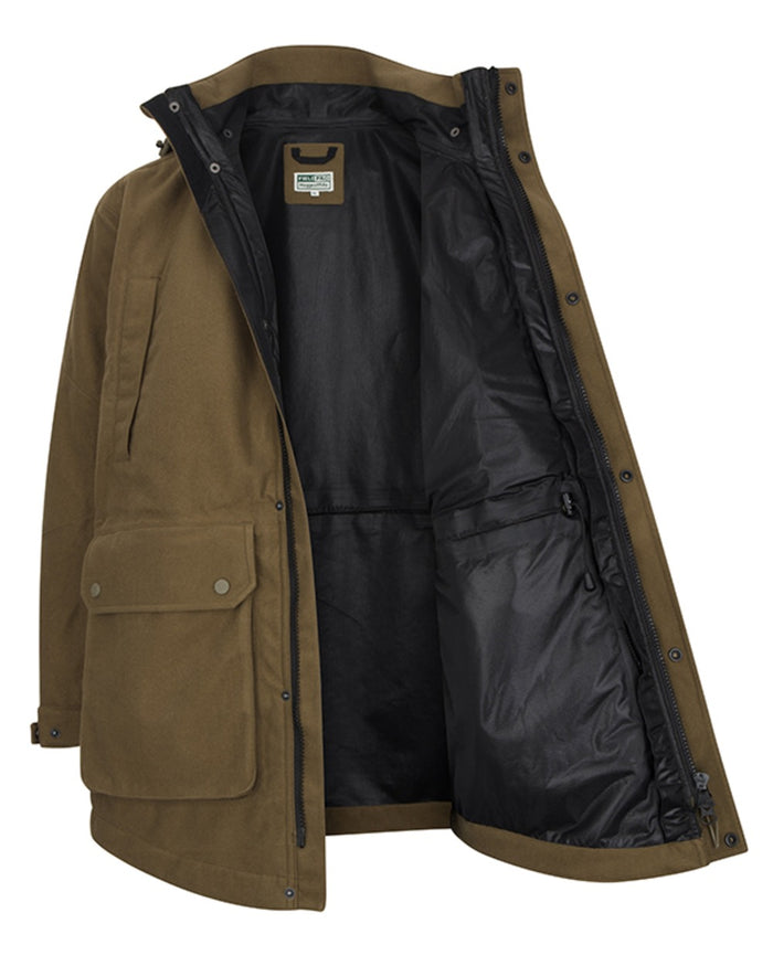 Olive coloured Hoggs of Fife Mens Torness Trilaminate 3-In-1 Jacket on white background #colour_olive