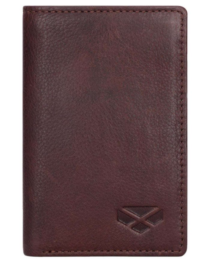 Dark Brown Coloured Hoggs of Fife Monarch Credit Card Wallet on white background #colour_dark-brown