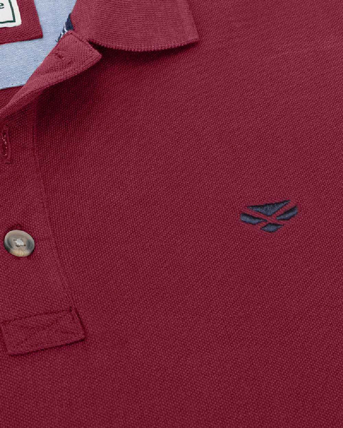 Burgundy Coloured Hoggs of Fife Mens Newton Pique Polo Shirt on white background #colour_burgundy