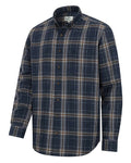 Blue Brown White coloured Hoggs of Fife Pitlessie Button Down Flannel Shirt on white background #colour_blue-brown-white