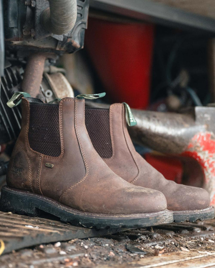 Crazy Horse Brown Coloured Hoggs of Fife Shire Pro Waterproof Dealer Boots on outdoor background #colour_crazy-horse-brown