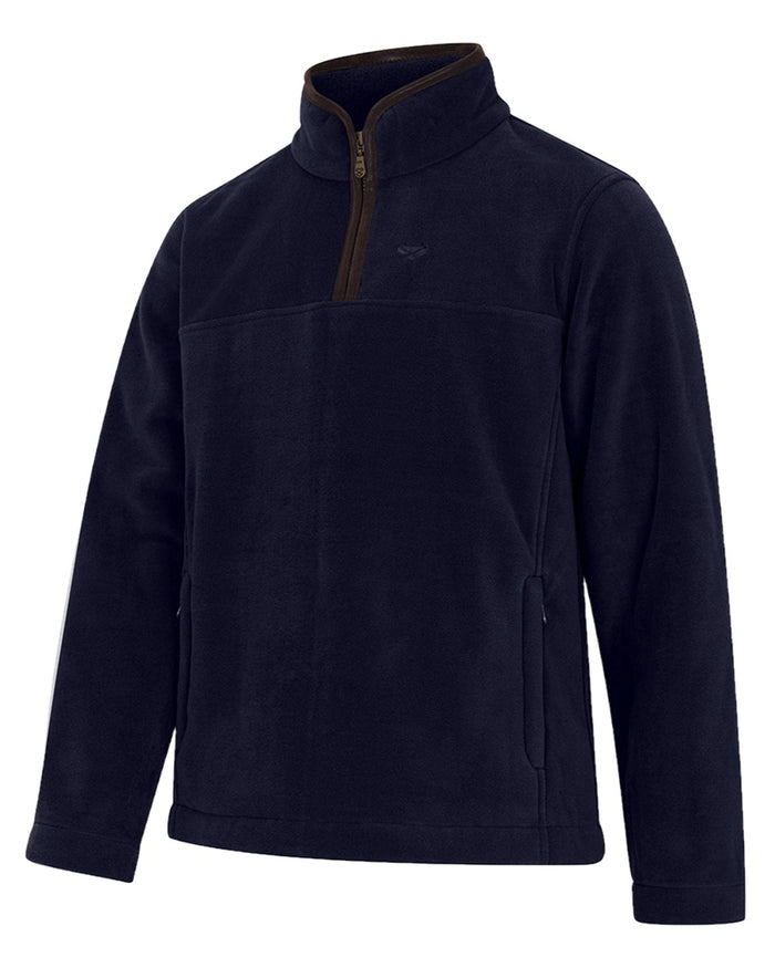 Midnight Navy Coloured Hoggs of Fife Stenton Quarter Zip Fleece on white background #colour_midnight-navy