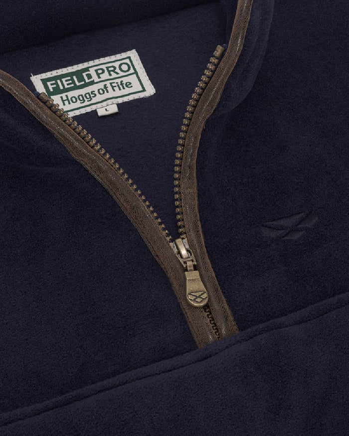 Midnight Navy Coloured Hoggs of Fife Stenton Quarter Zip Fleece on white background #colour_midnight-navy