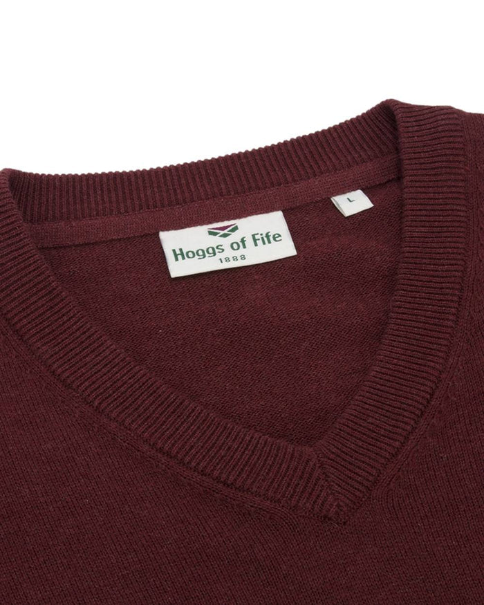 Berry Red Coloured Hoggs of Fife Stirling II Long Sleeve Pullover on white background #colour_berry-red