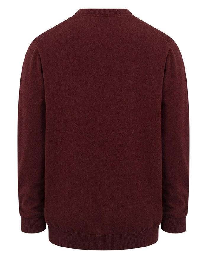 Berry Red Coloured Hoggs of Fife Stirling II Long Sleeve Pullover on white background #colour_berry-red