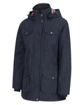 Navy Coloured Hoggs of Fife Struther Ladies Hooded Field Coat on white background #colour_navy