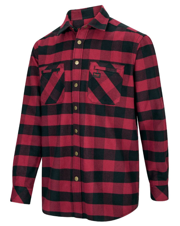 Red Black coloured Hoggs of Fife Tentsmuir Flannel Shirt on white background #colour_red-black