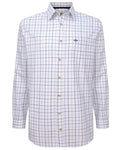 White Navy Check Coloured Hoggs of Fife Viscount Premier Tattersall Shirt on white background #colour_white-navy-check