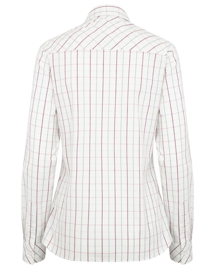 Purple Mineral Blue coloured Hoggs of Fife Womens Aberlady Tattersall Shirt on white background #colour_purple-mineral-blue