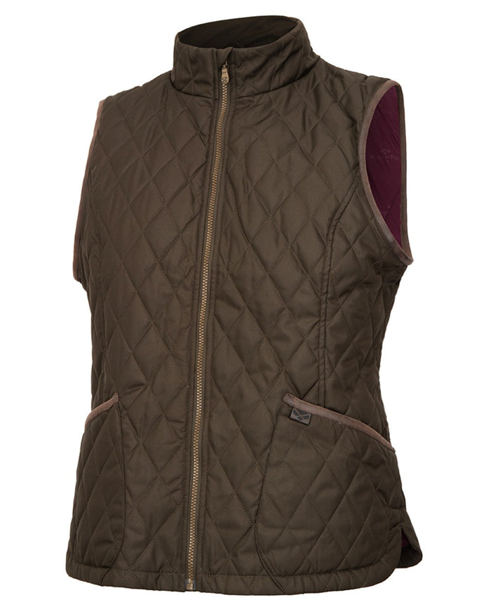 Forest Green coloured Hoggs of Fife Womens Ladybank Quilted Gilet on white background #colour_forest-green