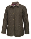 Forest Green Coloured Hoggs of Fife Womens Ladybank Quilted Jacket on white background #colour_forest-green