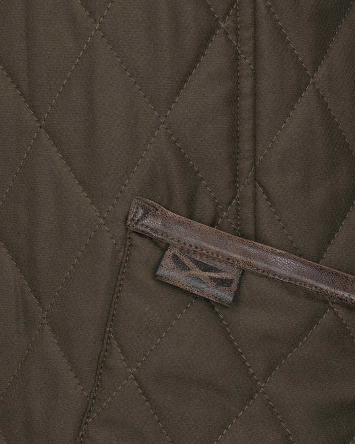 Forest Green Coloured Hoggs of Fife Womens Ladybank Quilted Jacket on white background #colour_forest-green