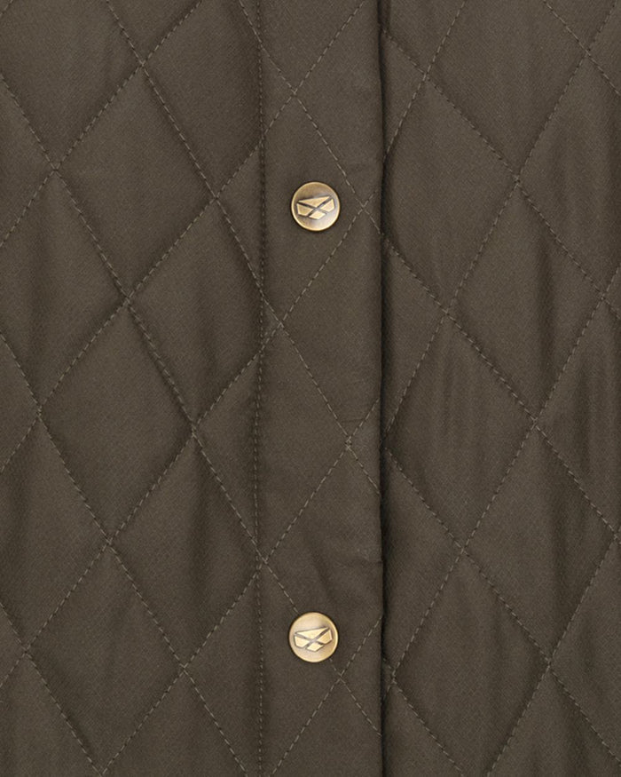 Forest Green Coloured Hoggs of Fife Womens Ladybank Quilted Jacket on white background #colour_forest-green