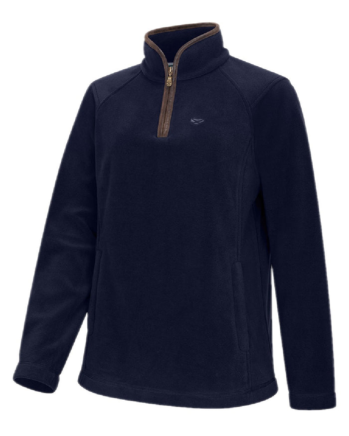 Midnight Navy Coloured Hoggs of Fife Womens Stenton Quarter Zip Fleece on white background #colour_midnight-navy