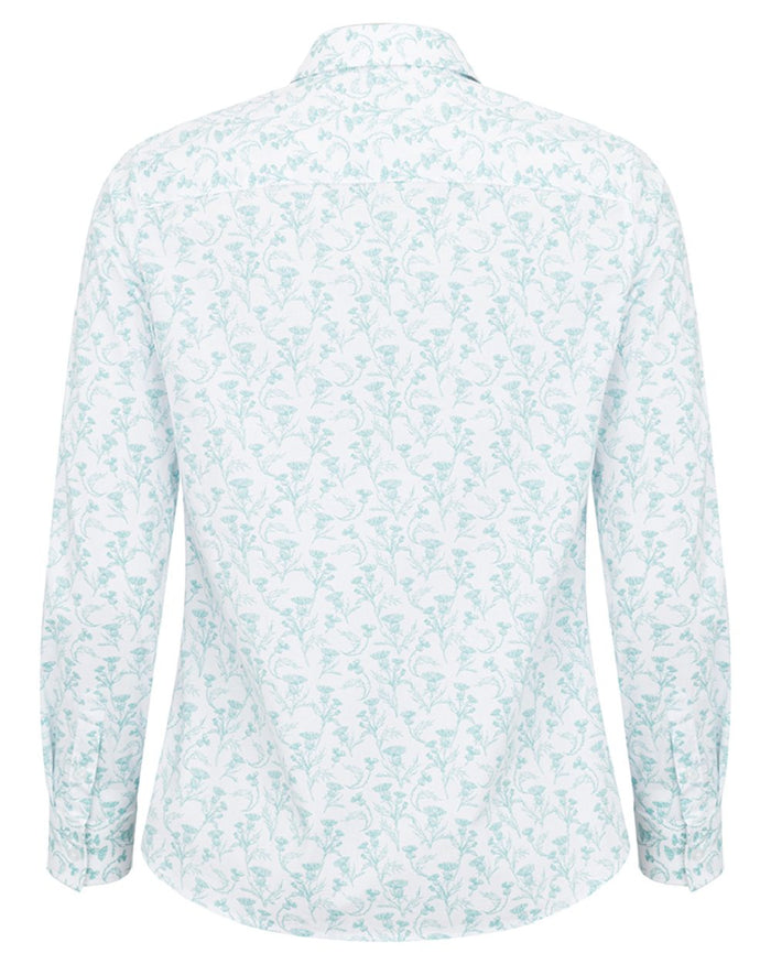 Seafoam Coloured Hoggs of Fife Womens Thistle Print Shirt on white background #colour_seafoam