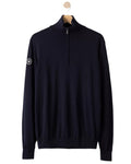 Dark Navy Coloured Holebrook Mens Jesper T-neck Knitted Windproof Sweater on white background #colour_dark-navy