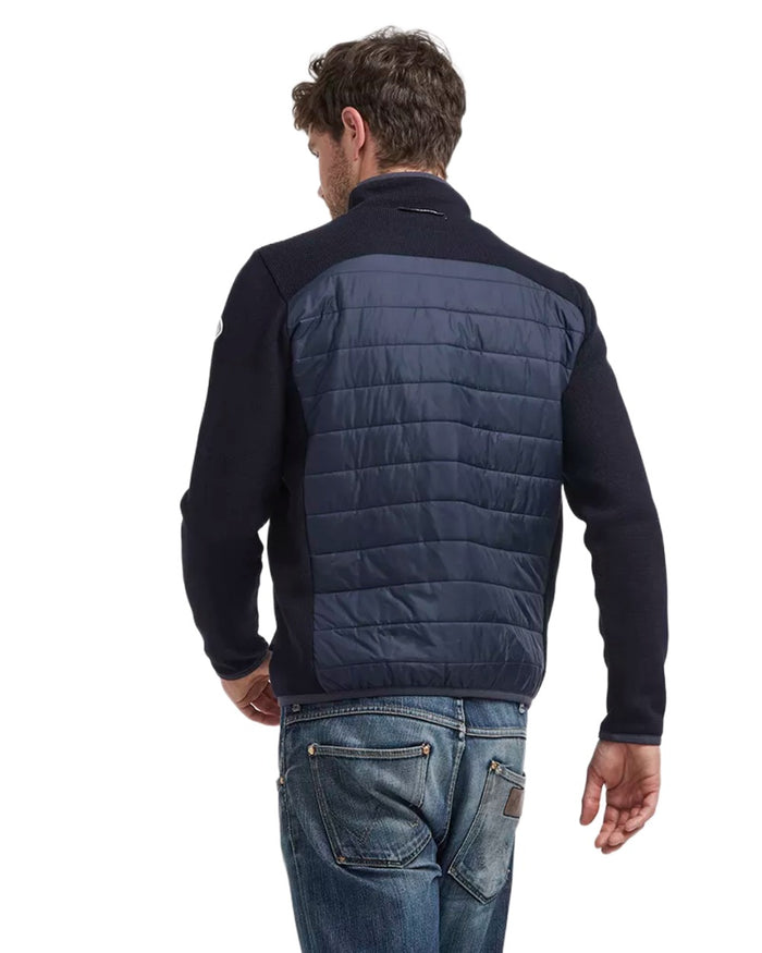 Navy Coloured Holebrook Mens Peder Knitted Wind-Lined Jacket on white background #colour_navy