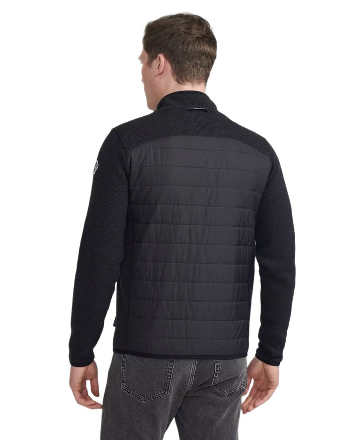 Black Mel Coloured Holebrook Mens Peder Knitted Wind-Lined Jacket on white background #colour_black-mel
