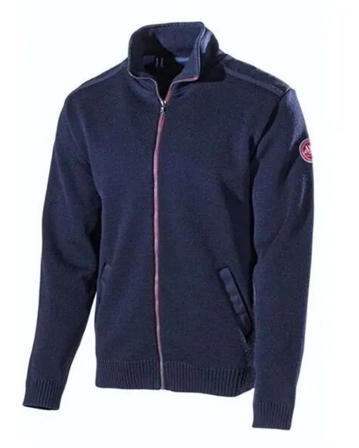 Navy Coloured Holebrook Mens Peter Wool Full Zip Windproof Jacket on white background #colour_navy