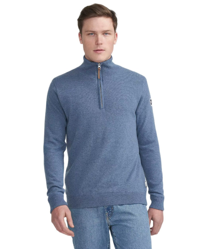 Fade Blue Coloured Holebrook Mens Stellan T-neck Knitted Windproof Sweater on white background #colour_fade-blue