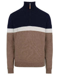 Walnut Multi Colour Coloured Holebrook Mens Stellan T-neck Knitted Windproof Sweater on white background #colour_walnut-multi-colour