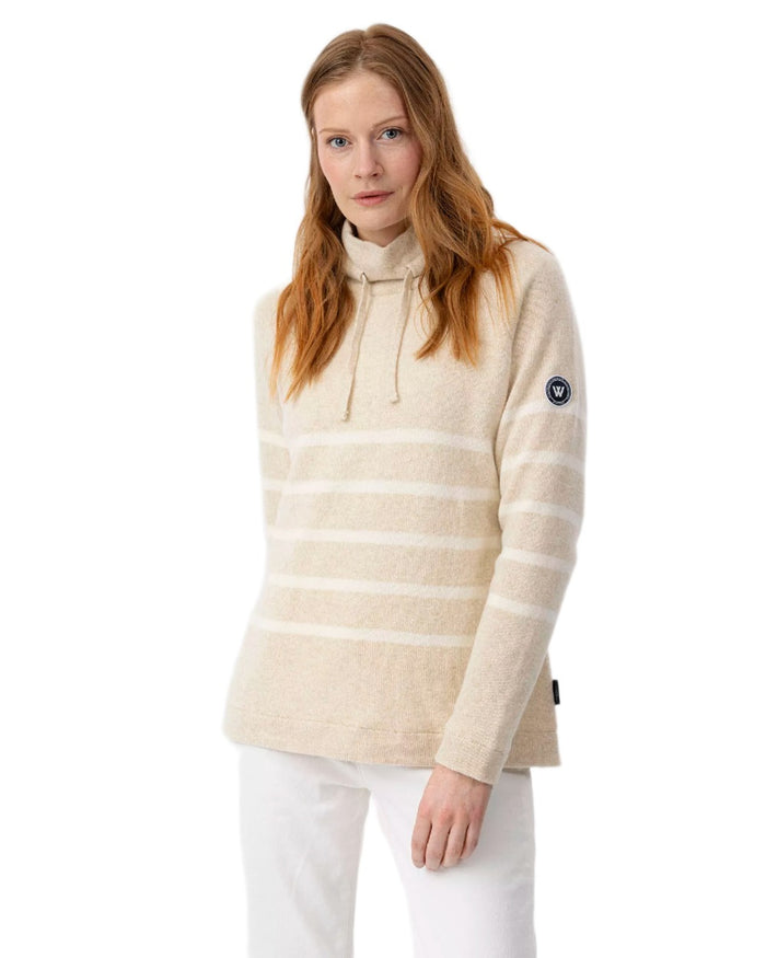 Creme Off White Coloured Holebrook Womens Angelika Knitted Windproof Sweater on white background #colour_creme-off-white