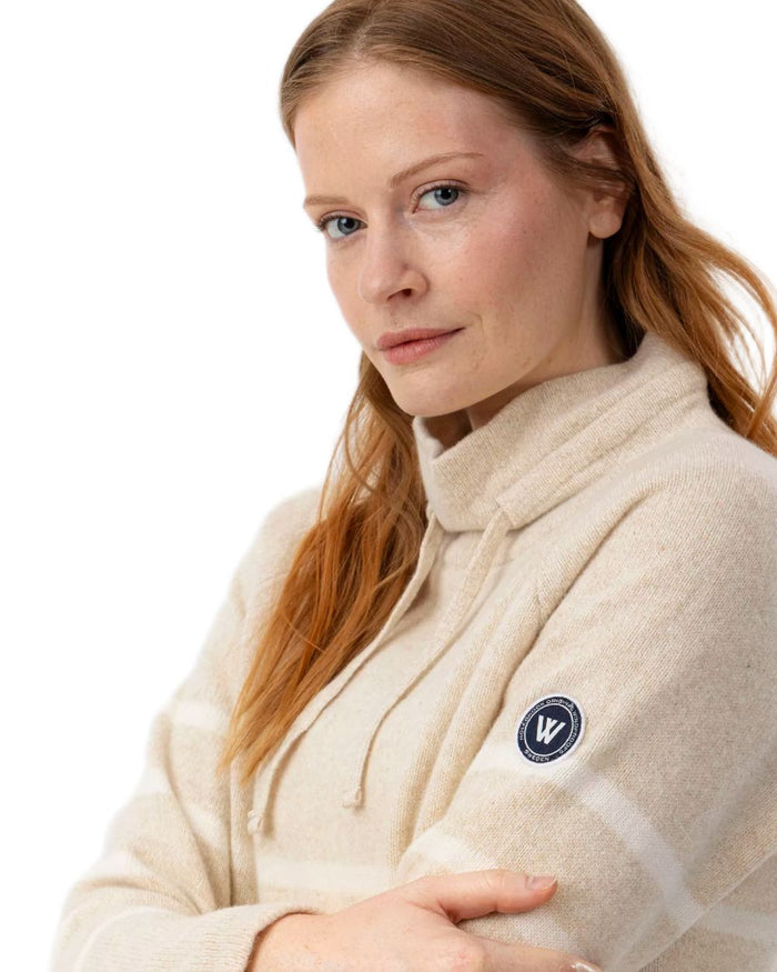 Creme Off White Coloured Holebrook Womens Angelika Knitted Windproof Sweater on white background #colour_creme-off-white