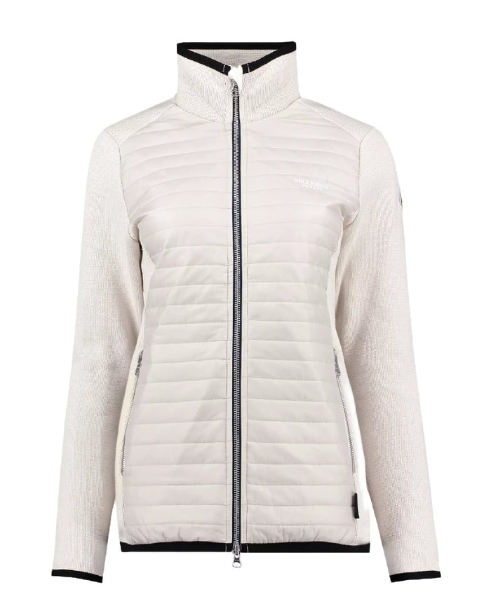 Sandshell Coloured Holebrook Womens Mimmi Fullzip Knitted Wind-Lined Jacket on white background #colour_sandshell