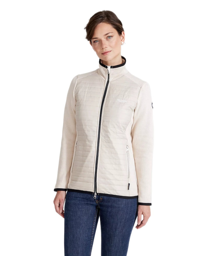 Sandshell Coloured Holebrook Womens Mimmi Fullzip Knitted Wind-Lined Jacket on white background #colour_sandshell