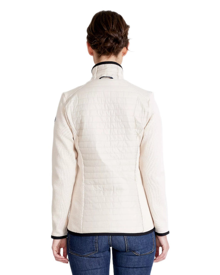 Sandshell Coloured Holebrook Womens Mimmi Fullzip Knitted Wind-Lined Jacket on white background #colour_sandshell