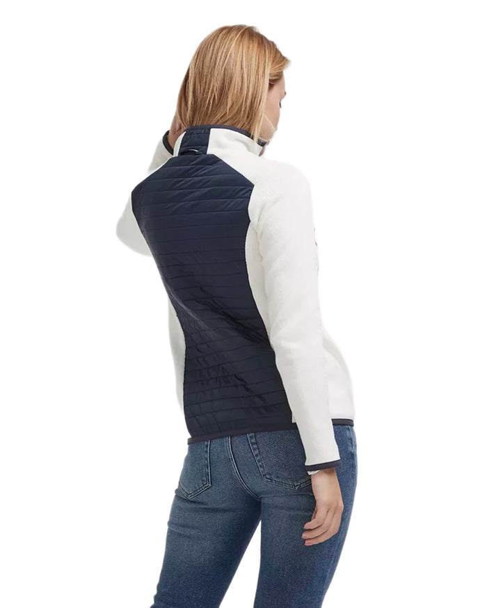 Off White Navy Coloured Holebrook Womens Mimmi Fullzip Knitted Wind-Lined Jacket on white background #colour_off-white-navy