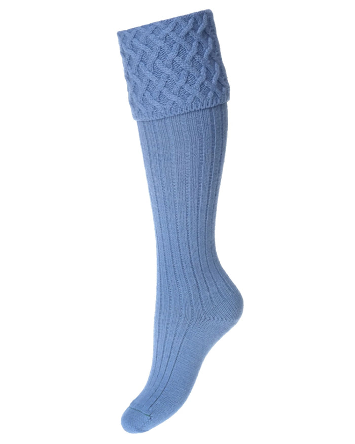 Bluebell coloured House of Cheviot Lady Rannoch Socks Clearance on white background #colour_bluebell