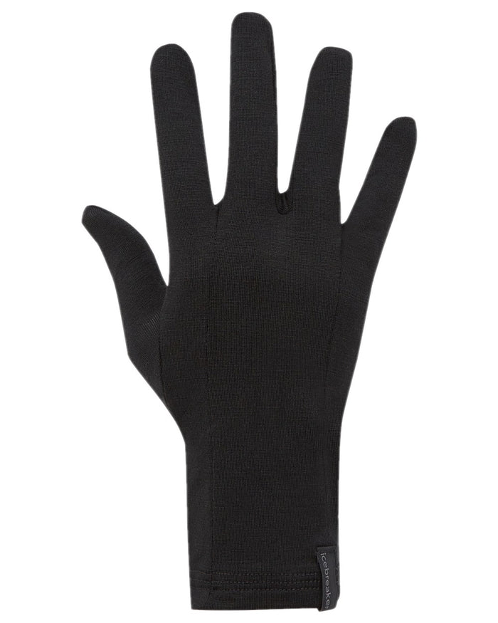 Black Coloured Icebreaker 200 Oasis Glove Liners on white background #colour_black