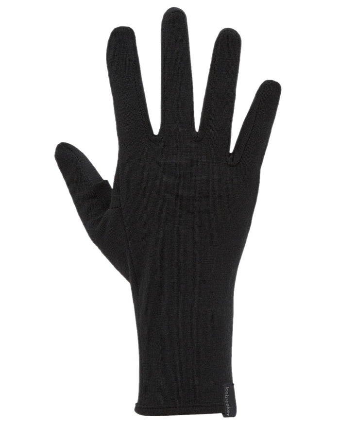 Black Coloured Icebreaker 260 Tech Glove Liners on white background #colour_black