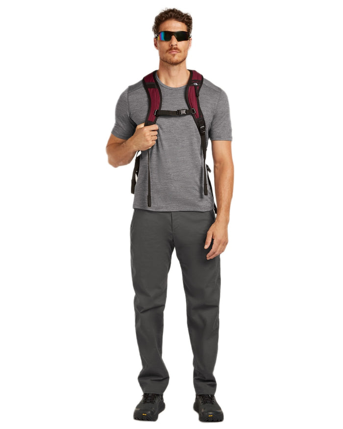 Gritstone Heather Coloured Icebreaker Mens Merino 200 Oasis Crew Short Sleeve Thermal Top on white background #colour_gritstone-heather