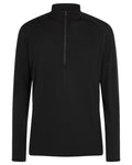 Black Coloured Icebreaker Mens Merino 200 Oasis Half Zip Thermal Top on white background #colour_black