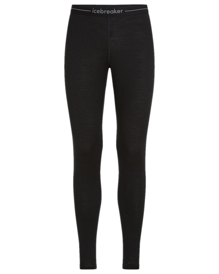 Black Coloured Icebreaker Mens Merino 200 Oasis Thermal Leggings on white background #colour_black