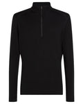 Black Coloured Icebreaker Mens Merino 260 Tech Half Zip Thermal Top on white background #colour_black
