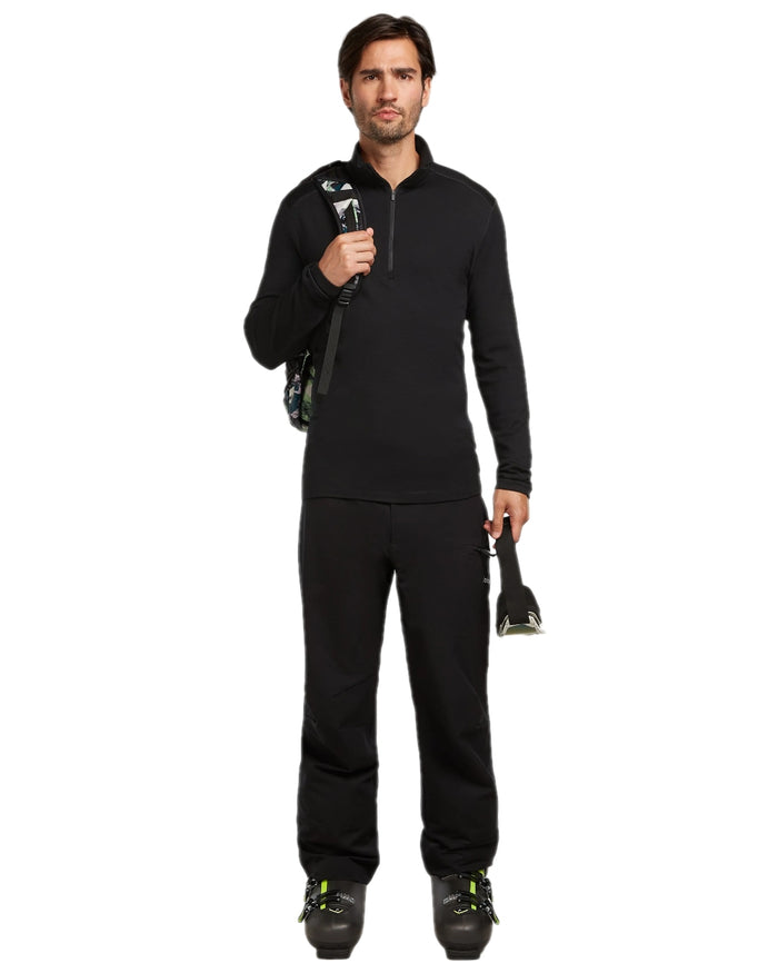 Black Coloured Icebreaker Mens Merino 260 Tech Half Zip Thermal Top on white background #colour_black