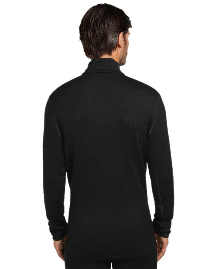 Black Coloured Icebreaker Mens Merino 260 Tech Half Zip Thermal Top on white background #colour_black