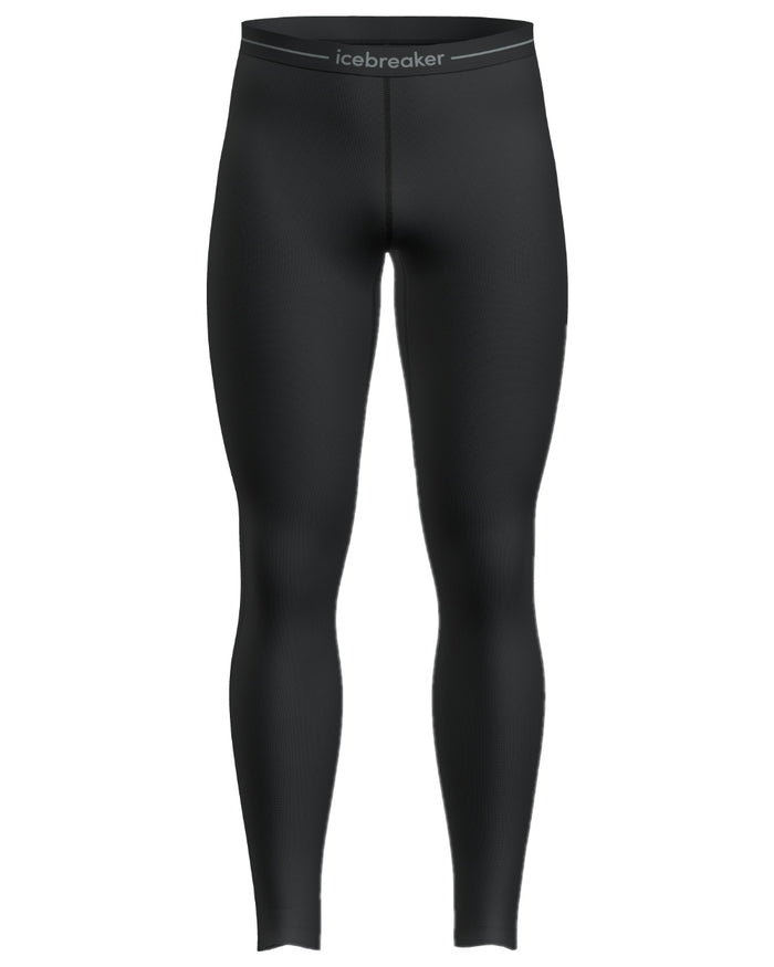 Black Coloured Icebreaker Mens Merino 260 Tech Thermal Leggings on white background #colour_black