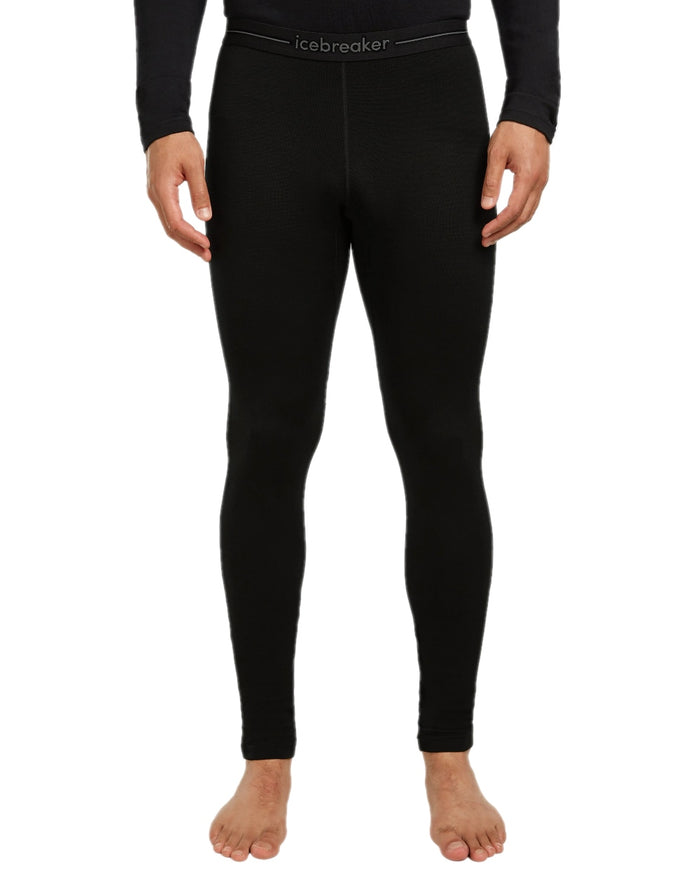 Black Coloured Icebreaker Mens Merino 260 Tech Thermal Leggings on white background #colour_black