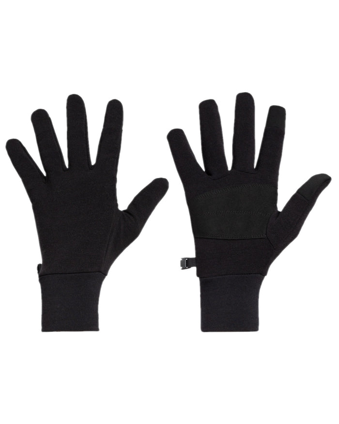 Black Coloured Icebreaker Unisex Merino Blend 360 Sierra Gloves on white background #colour_black