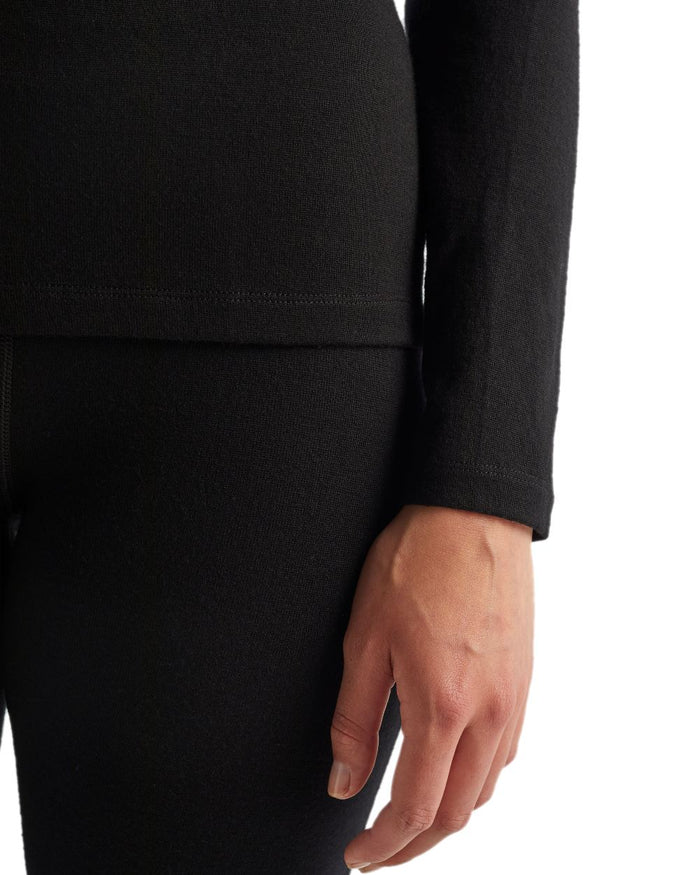 Black Coloured Icebreaker Womens Merino 260 Tech Half Zip Thermal Top on white background #colour_black