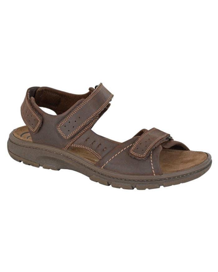 Brown coloured Imac Mens Triple Touch Fastening Sports Sandals on white background #colour_brown