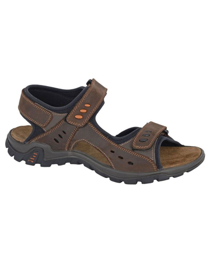 Brown coloured Imac Mens Twin Touch Fastening Sport Sandals on white background #colour_brown