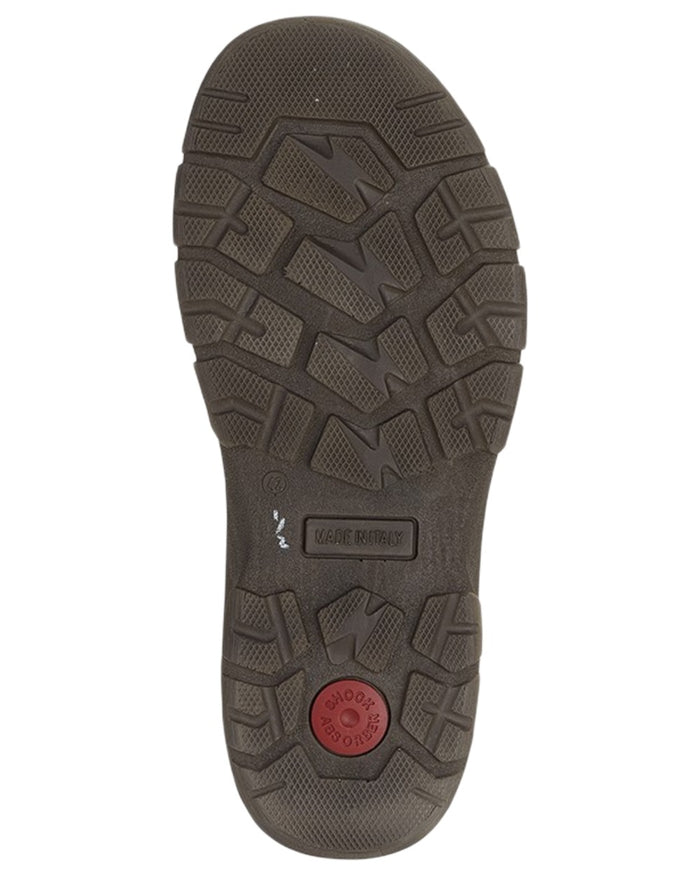 Brown coloured Imac Mens Waxy Leather Crossover Mule Sandals on white background #colour_brown