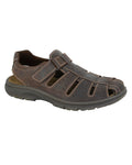 Brown coloured Imac Mens Waxy Leather Touch Fastening Sandals on white background #colour_brown