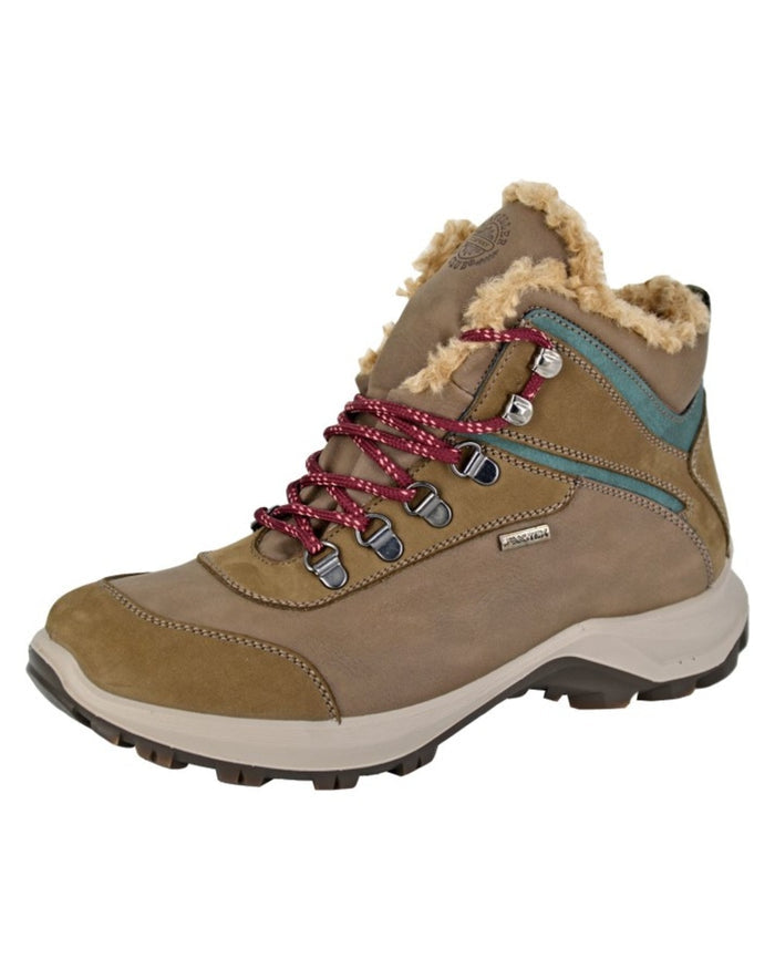 Safari Brown Green coloured Imac Womens Waterproof Hiking Boots on white background #colour_safari-brown-green