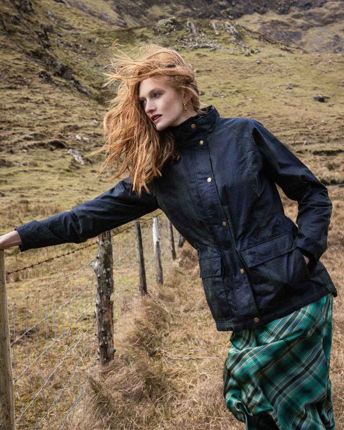 Blackwatch Coloured Jack Murphy Womens Sally Wax Jacket on outdoor background #colour_blackwatch
